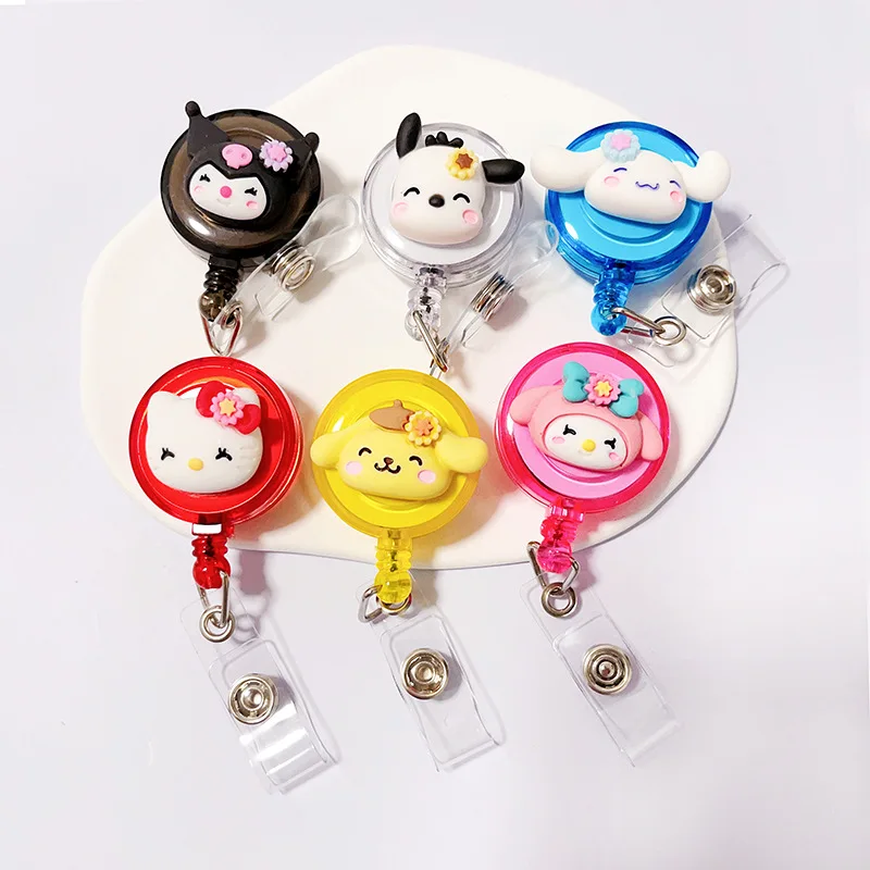 

Sanrio аниме Cinnamoroll наименование, выдвижной, с защитой от падения, помпон пурин, кавайные украшения для разрешения на работу