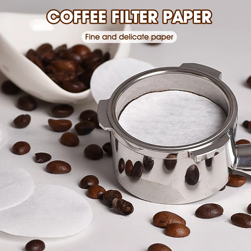 51/53/58mm Unbleached Coffee Paper Filter 100pcs Puck Screen for Espresso Machines Delonghi Breville, Multi-Purpose, No Cleaning