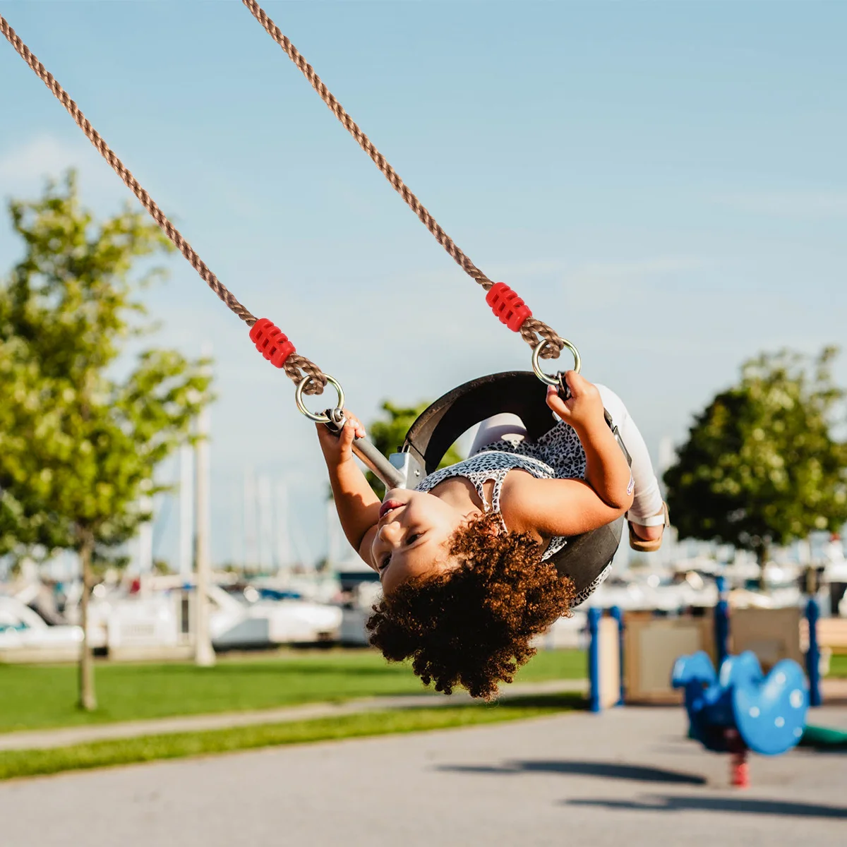 

1 Pair 1.8M Swing Rope Heavy Duty Adjustable Pe For Kids Adults Outdoor Playground Tree Hammock Garden Rope 300Kg