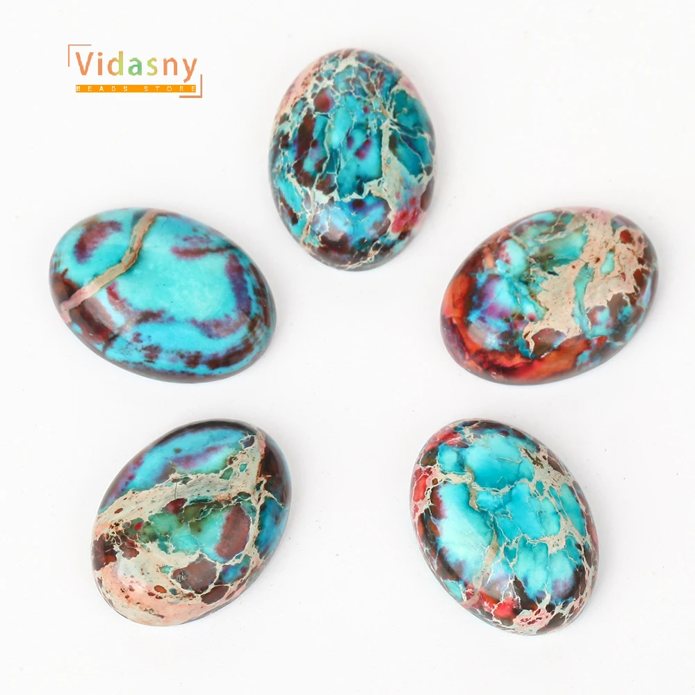 2pcs13x18mm Natural Stone Blue Red Sea Sediment Jasper Jie Mian For Jewelry Making Round Loose Diy Accessories Bracelet Necklace