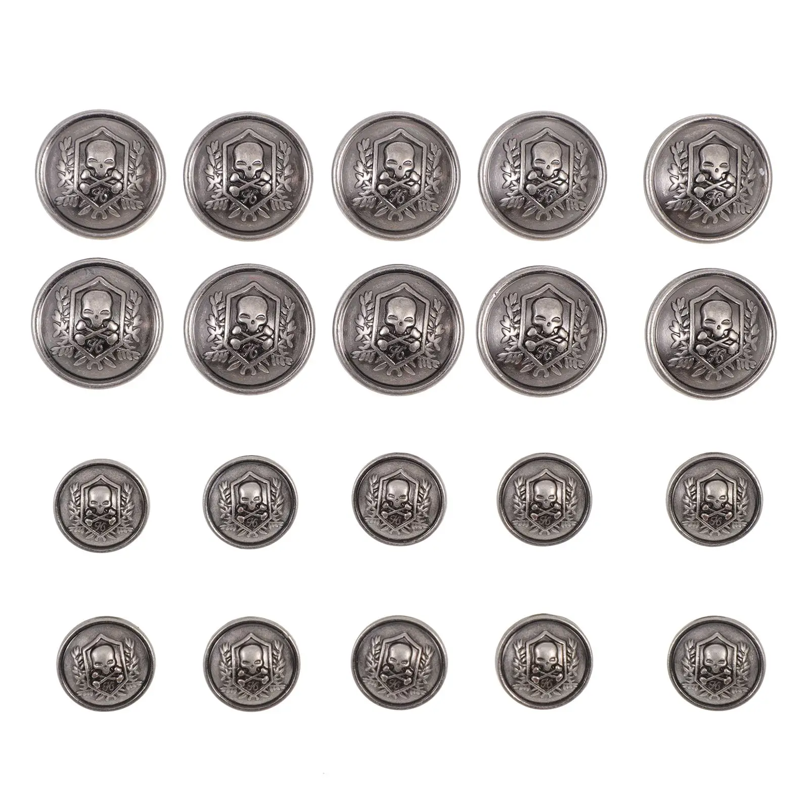 

20pcs Metal Sewing Shank Suit Buttons vintage Alloy Skull Head Pattern Round Button Clothing Button Suit Jean Suit Buttons