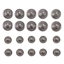 20pcs Metal Sewing Shank Suit Buttons vintage Alloy Skull Head Pattern Round Button Clothing Button Suit Jean Suit Buttons