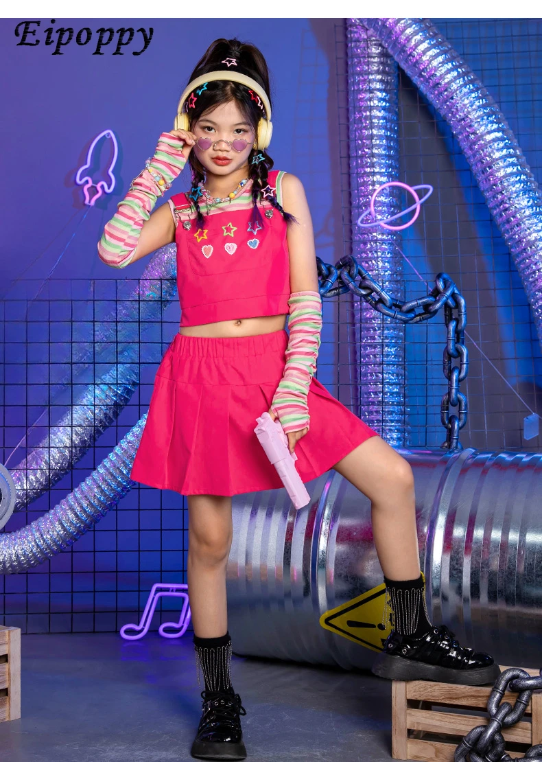 Pakaian anak perempuan, baju anak perempuan, Hip Hop, keren, pakaian penampilan dansa, baju trendi