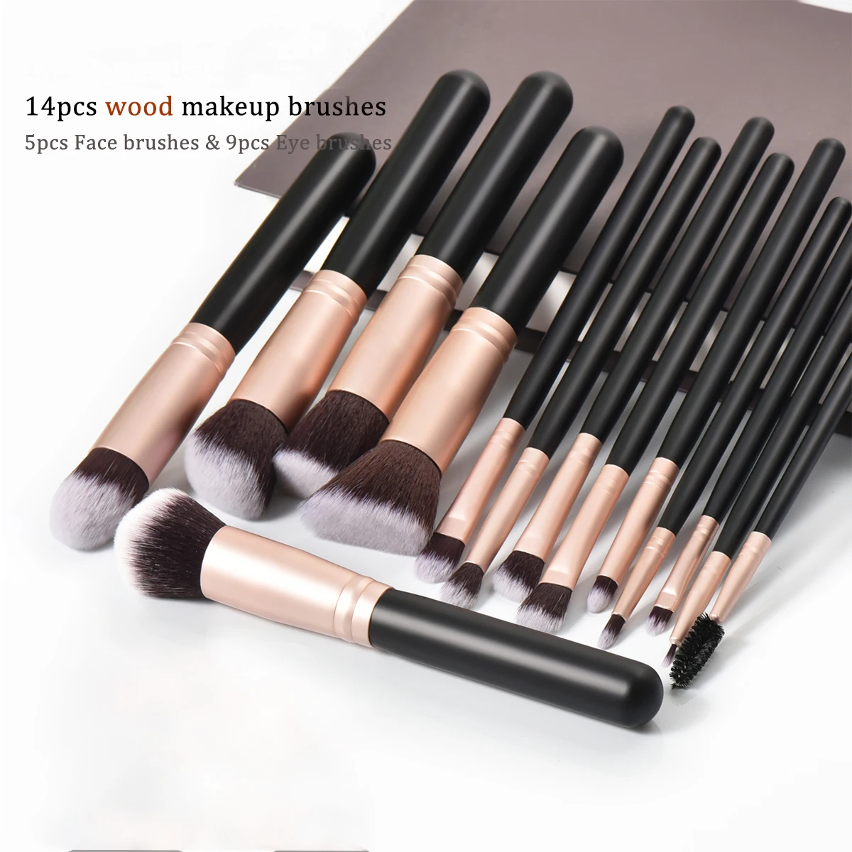 Black Wooden Handle Makeup Brush Set - Premium Collection Beauty Tools for Eyeshadow Foundation Powder