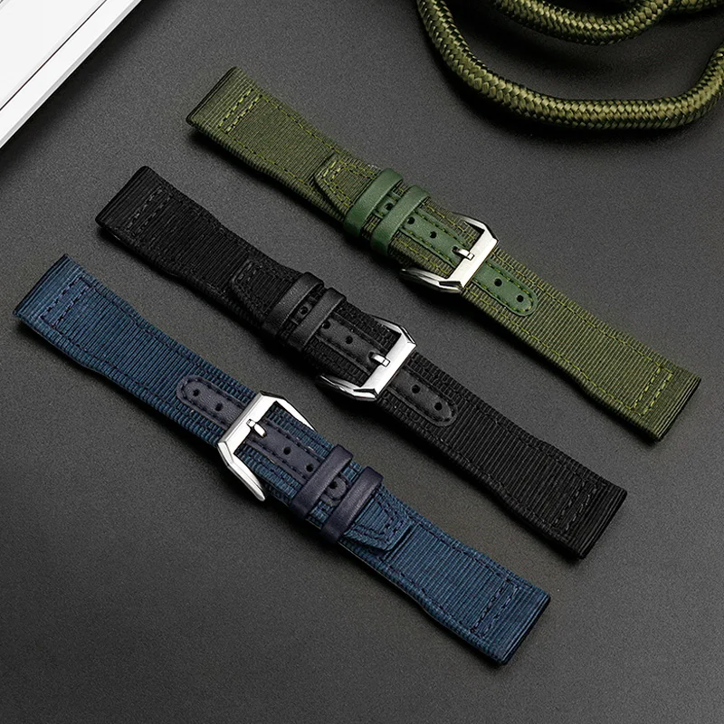 20/21/22mm High quality Nylon Calfskin Leather Watch strap Fit for IWC Pilot SPITFIRE MARK18 Portofino TOP GUN IW389101Watchband