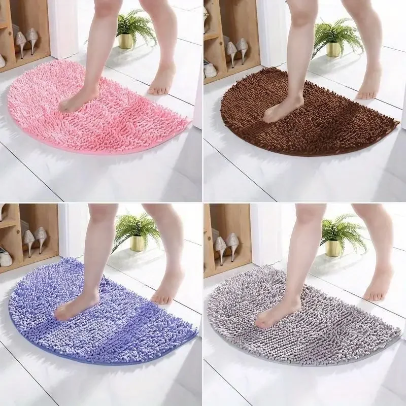 1pc Half Round Carpet, Absorbent Non-Slip Household Mats, Bathroom Room Door Mats