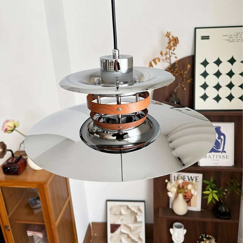 Estilo medieval disco voador e27 lustre restaurante prata quarto sala de estar mesa jantar lâmpadas penduradas iluminação interior