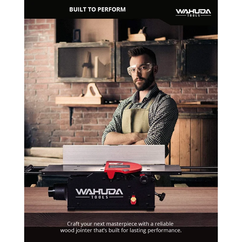 Jointer - Jointer de madeira de bancada de 8 polegadas, jointer portátil de cabeça de corte em espiral, mesas de ferro fundido com extensões extraíveis, 4 lados