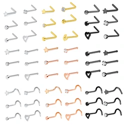 6Pcs/set 20G Fashion Nose Septum Piercing Studs Set Stainless Steel Nose Septum Studs Body Piering Jewelry For Nose Piercing