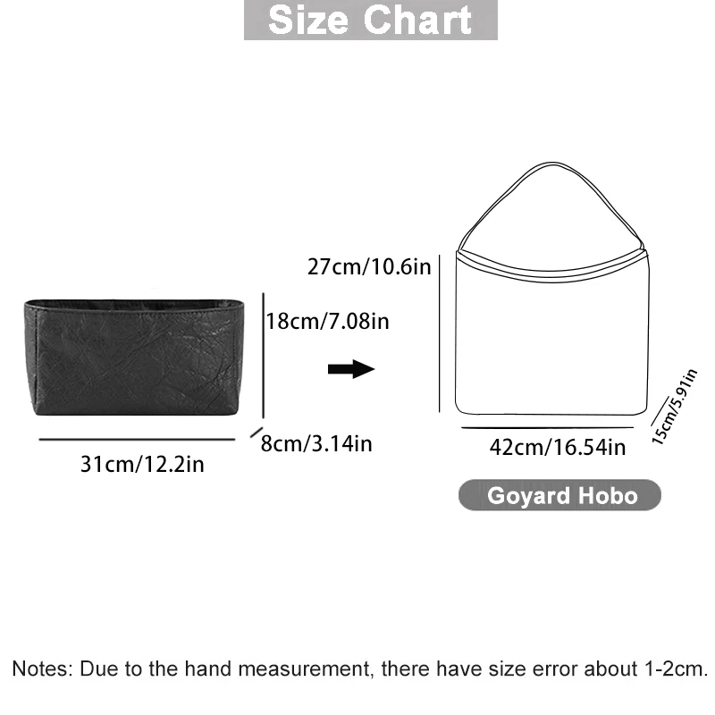 

Вставка-органайзер для сумки-хобо Goya Style — бумажный вкладыш Dupont с многослойными разделителями для структуры и путешествий