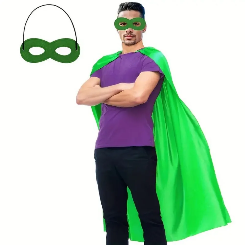 

2Pcs/Set Solid Color Adult Superhero Cape with Eye Mask Long Cape Cosplay Costume Halloween Superhero Cloak Includes Eye Mask