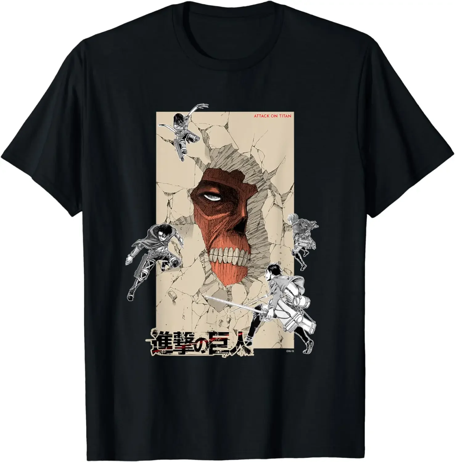 Commemoration of Completion in The Wall Attack on Titan T-Shirt Anime Tshirt Men Clothing Graphic T Shirts Camisas