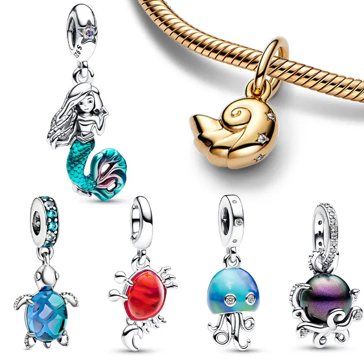 

Disney Summer Little Mermaid Princess Charm Octopus Beads Suitable For Women DIY Bracelet Turtle Pendant For Women Jewelry 2024