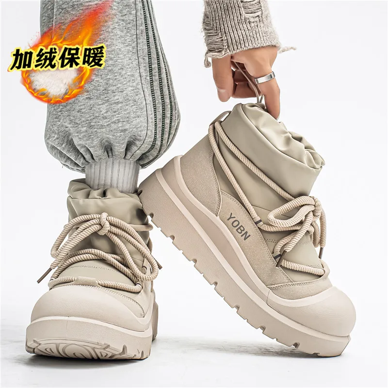 

Men's Waterproof Snow Boots with Plush Lining, Anti-Slip and Wear-Resistant Sneaker Sole, Warm Winter Casual Boots