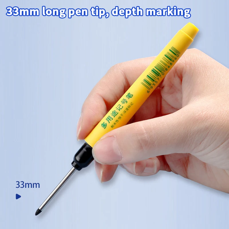 Multifunctional 33mm Long Head Marking Pen Woodworking Decoration Deep Hole Waterproof Pen Woodworking Tools Widely Used