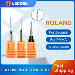 ROLAND Dental Milling Burs for PMMA Glass Ceramics Zirconia Dental Materials D4 DC Coating CAD CAM System Cutter Grinding Tool