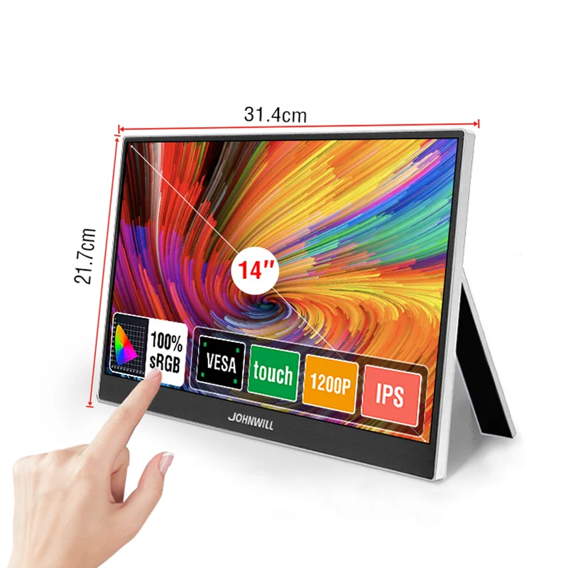 

Портативный монитор 14-дюймовый сенсорный экран USB C HDMI второй дисплей для ноутбука, настольного ПК, Mac, смартфона, PS5, Xbox, Nintendo Switch