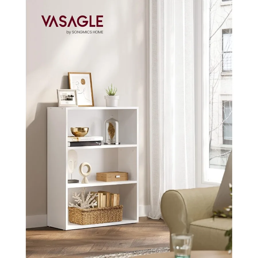 VASAGLE Bookshelf 23.6 Inches Wide 3-Tier Open Bookcase with Adjustable Storage Shelves Floor Standing Unit Cloud White ULBC163