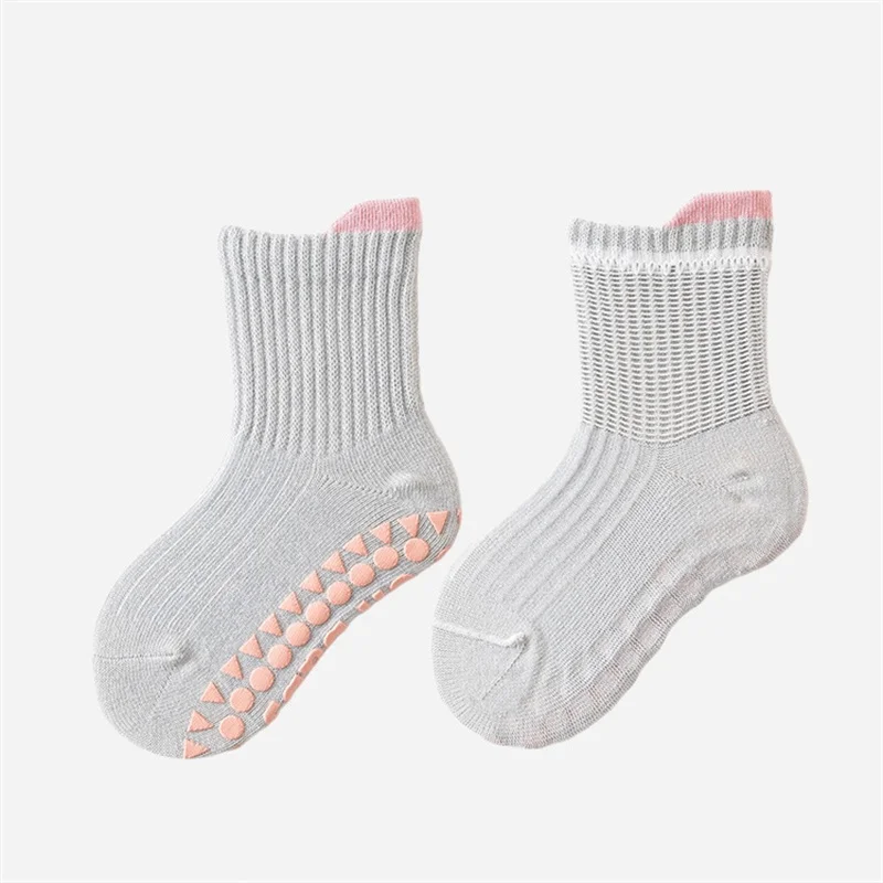 3Pairs/lot Kids Floor Socks Non-slip Solid Children's Socks For Boys Girls Cotton 0-5Years Unisex Baby Toddler Accessories 2024