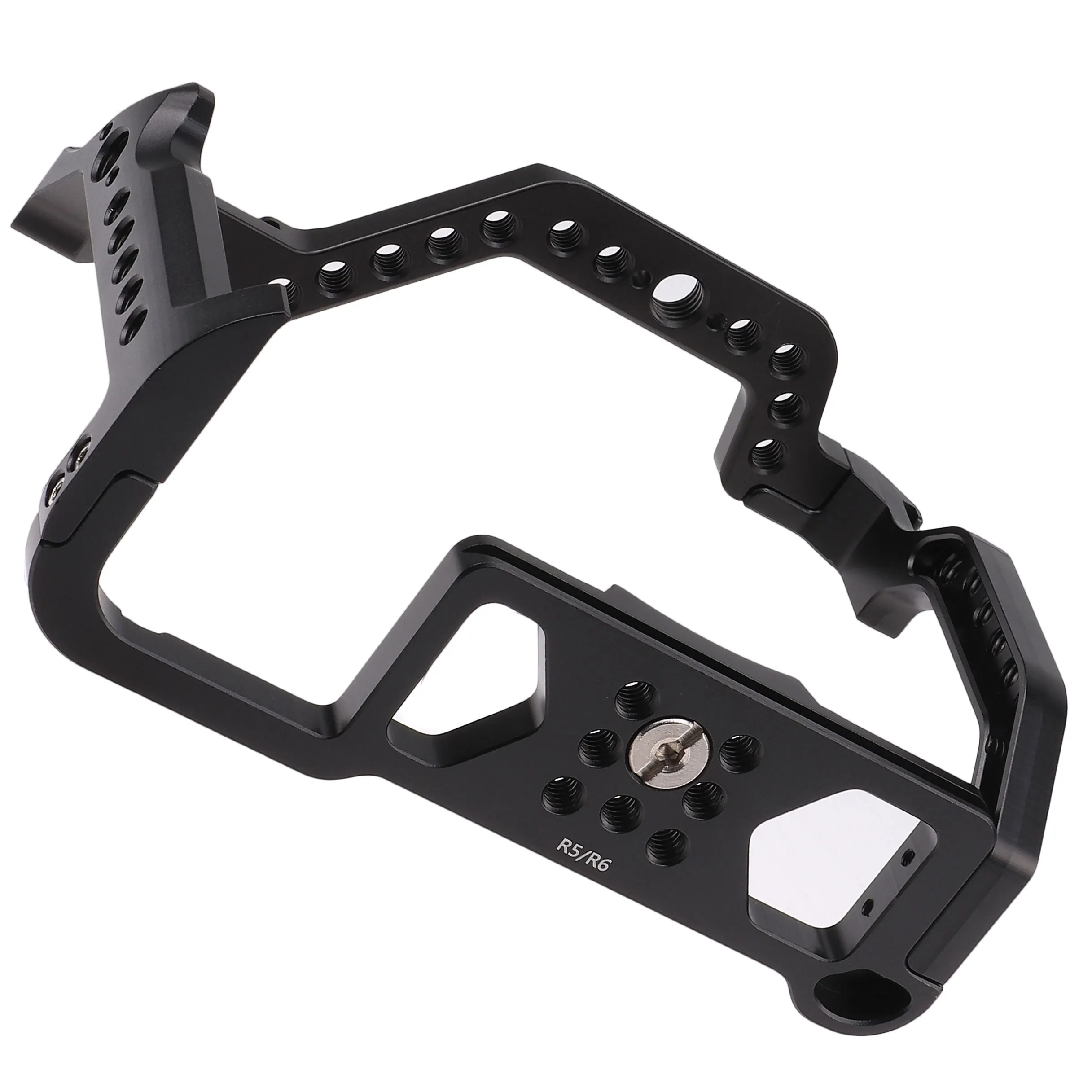 Gabbia per fotocamera in lega di alluminio per Canon EOS R6 R5 R5C telaio protettivo Rig con maniglia per scarpe fredde fori di posizionamento 1/4 3/8 fori per viti