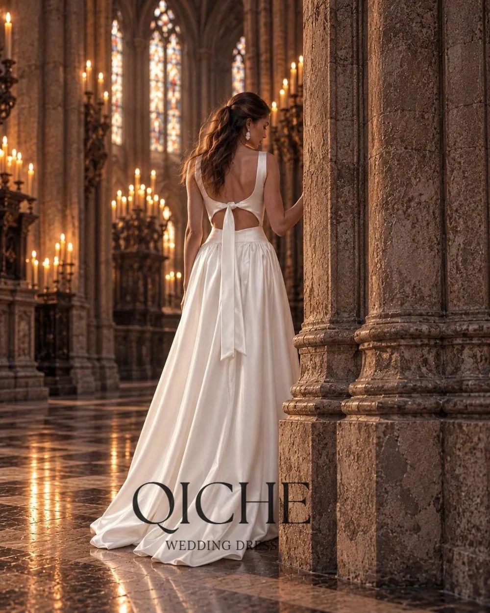 QICHE Modern Satin Two-Pieces A-Line Wedding Dresses 2026 Boat-Neck Spaghetti Straps Bride Gowns Customized Vestidos De Novia