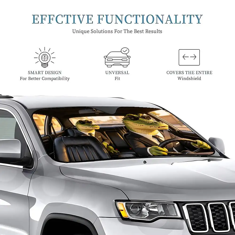 Crocodile Drive Car Sunshade Covers Cover Universal Windscreen Folding Visor - view 5