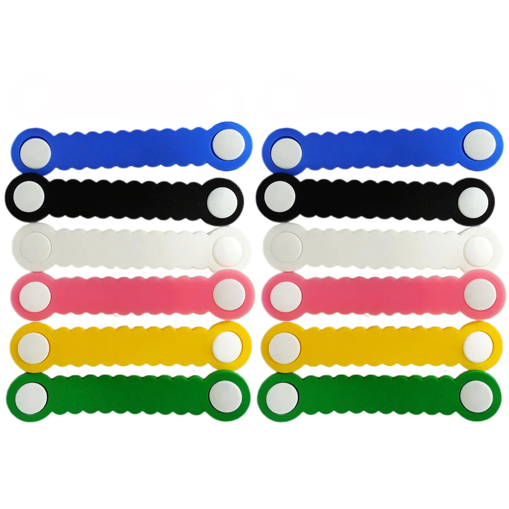 

12 pcs 1 Set Earphone Cord Winders Pvc Cable Organizers Anti-Winding Data Line Wrappers Snap Button Design Household Office