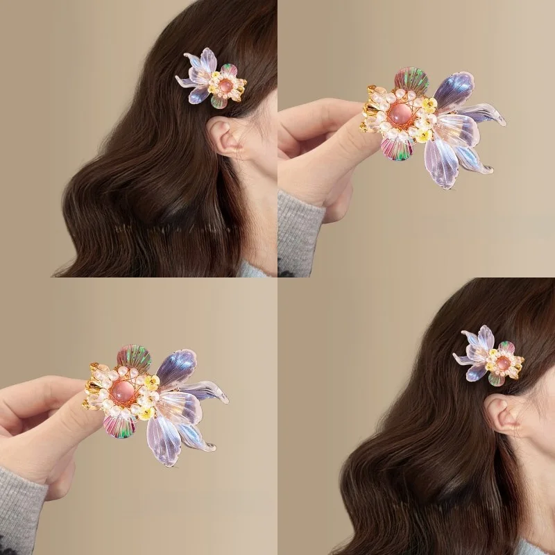 

1 Pac Ladies' Hair Clip Chinese Gentle Fantasy Color Goldfish Glass Cute Kawaii Sweet Hair Pins High-quality Hair Accessories