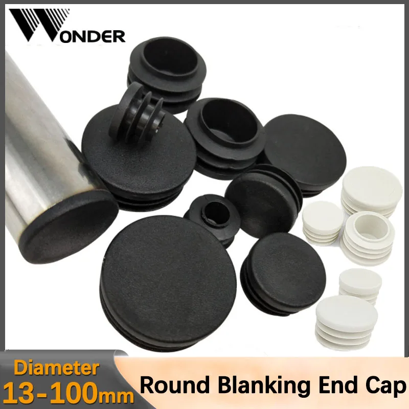 Round Blanking End Cap Plastic Chair Table Feet Cap Tube Pipe Insert Plug Bung Stopper Decorated Dust Cover White Black 13-100mm