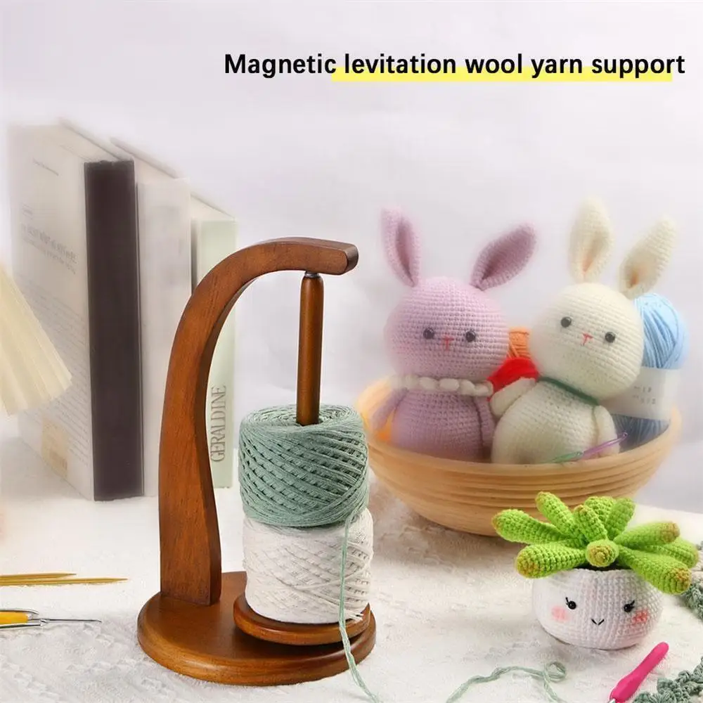 Wooden Yarn Holder Spinning Knitting Tools Beginner Crochet Accessories Stand Sewing Thread Spool Wool Ball Winder Rotation