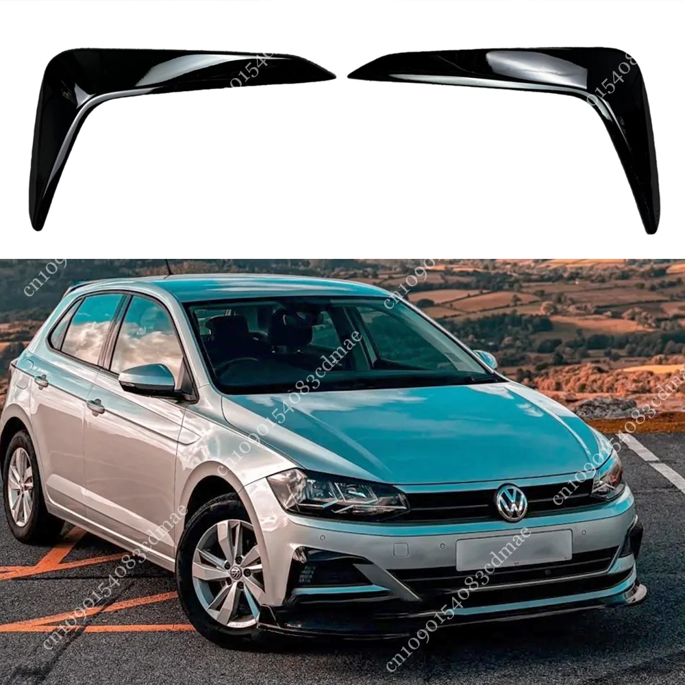 2pcs Front Bumper Fog Light Splitter Trim For Volkswagen POLO MK6 2017-2021 Side Air Vent Blade Canard Cover Body Kits Tuning