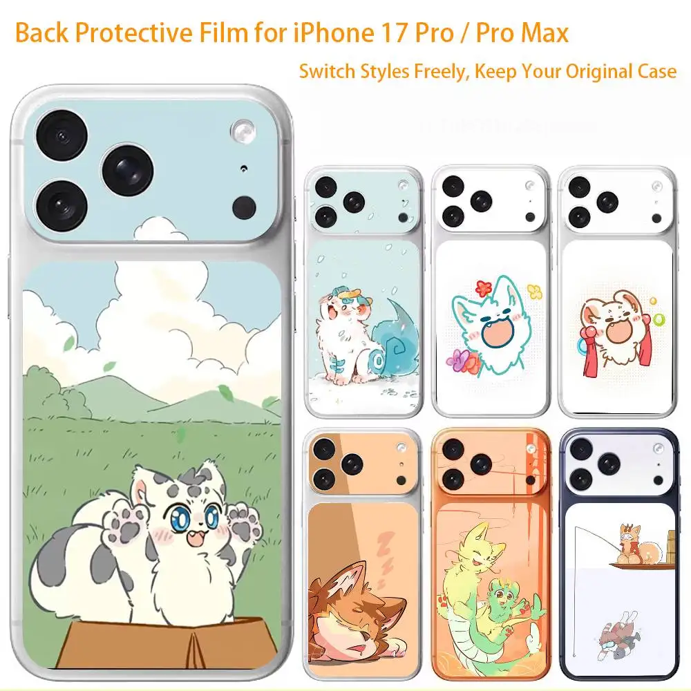 

Cute Cartoon Chinese Mythical Creatures 3D Full Body Skin Decal for iPhone 17/Pro/Pro Max Color Rear Protective Sticker