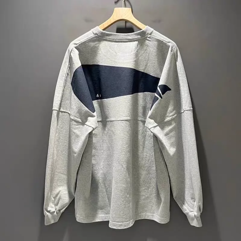 

Japanese DESCENDANT DCDT 25AW Back Whale Print Long Sleeved T-shirt for Men Fashion Tees