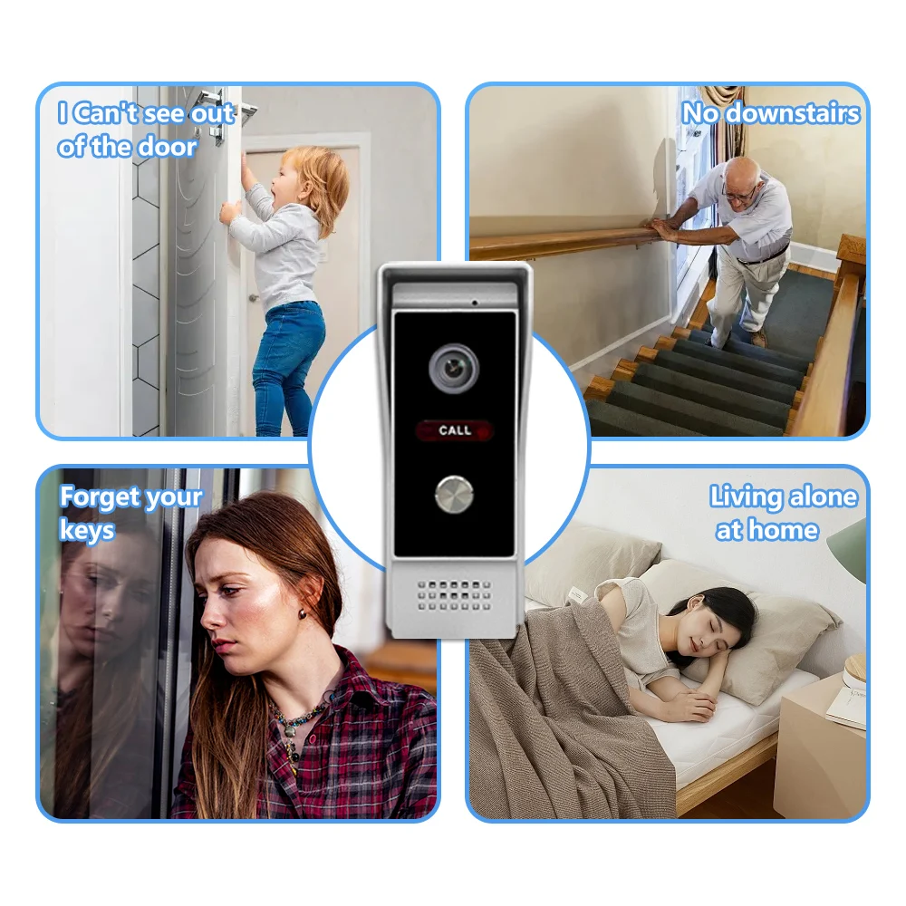 Sistema di campanello citofono per edifici video a 4 fili Kit di videocitofoni per porte con design a maniglia da 4,3 pollici per la sicurezza domestica