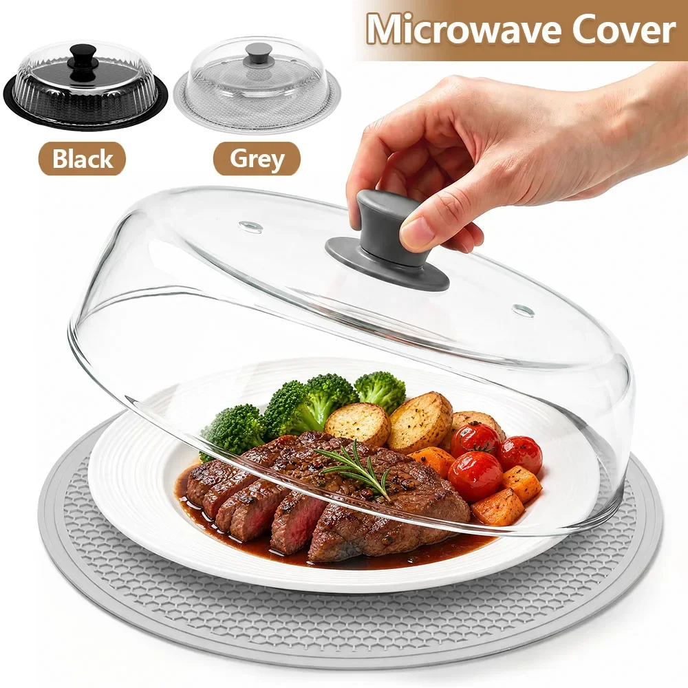 Microwave Splatter Cover Clear Glass Microwave Food Cover with Silicone Mat and Vent Hole Microwave Splash Guard Kitchen Gadgets