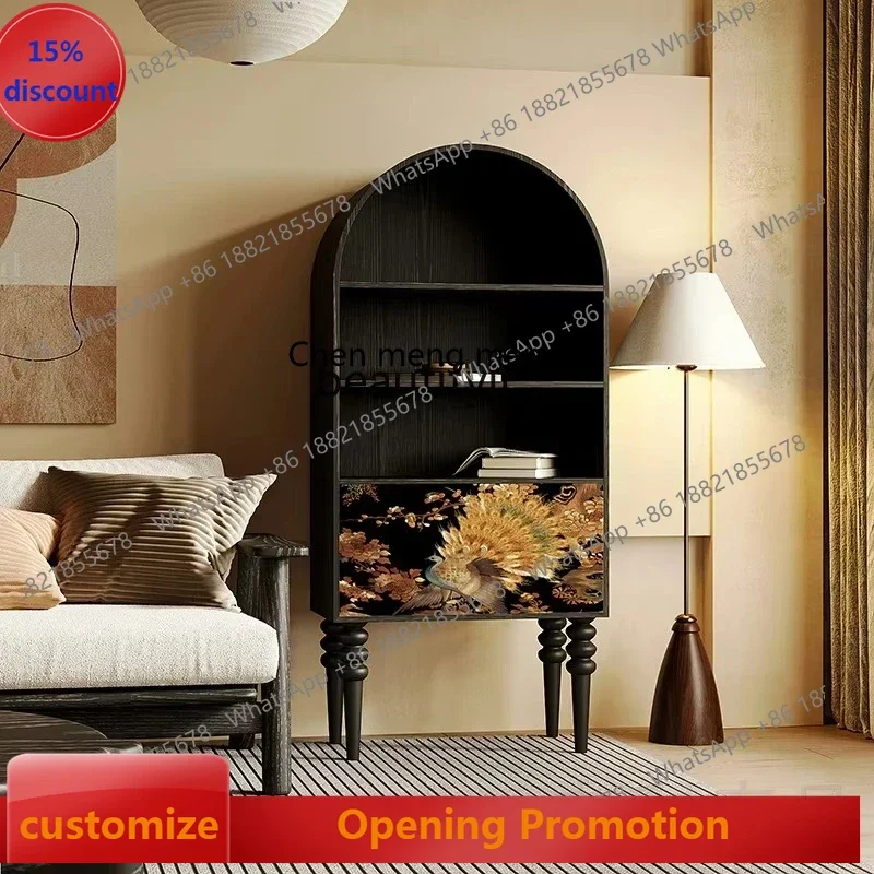 smt7486 SS 7486 Chinese style solid wood, French bookcase entry porch cabinet living room home storage cabinet multi-function