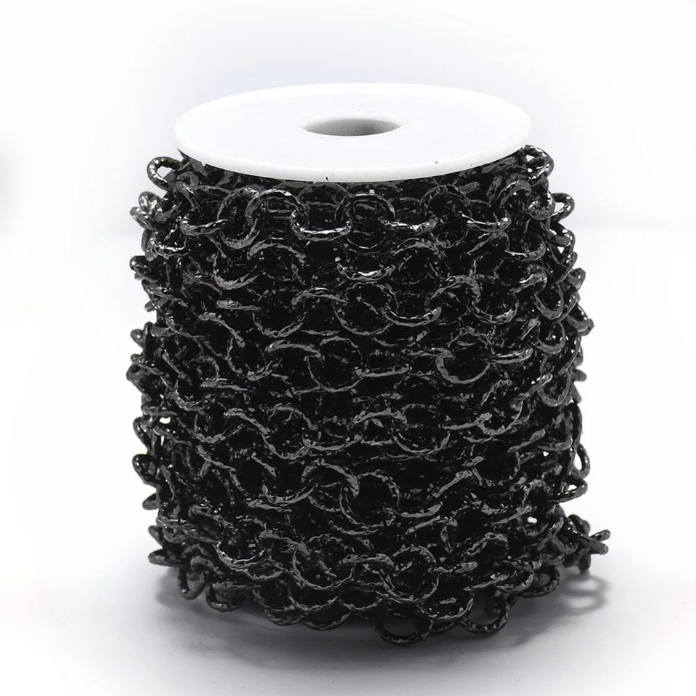 Aluminium Chains Belcher Chain Textured with Spool Unwelded Gunmetal 11.5x2mm 32.8 Feet(10m)/roll