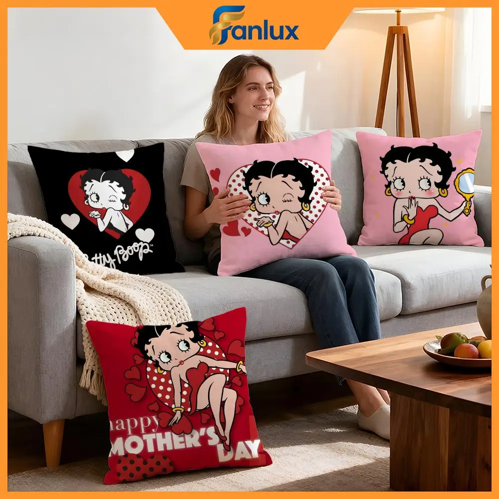 Character Betty Boop Cushion Cover 4Pcs Decorative Covers Soft Cushion Case for Sofa Couch Decor 40x40 45x45 Pillowcases