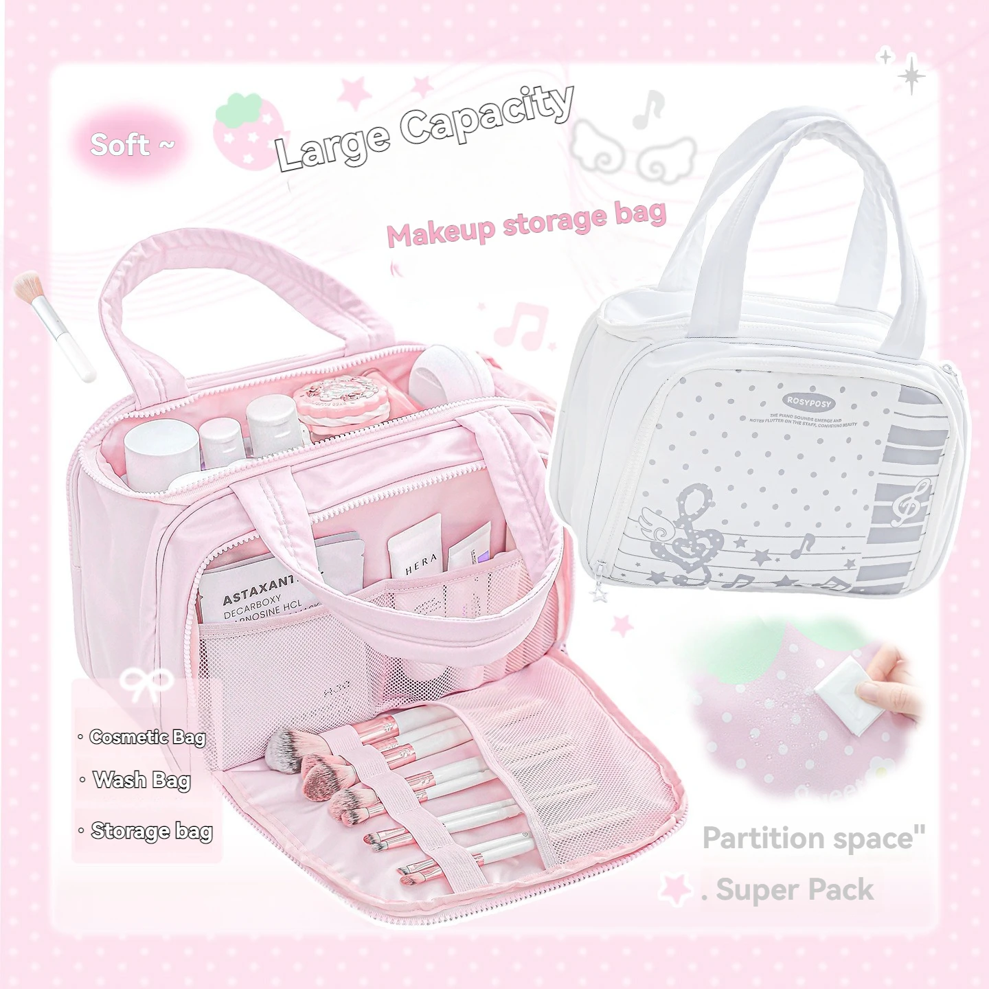 1PC Makeup Bag Daily Washroom Area Storage Bag Portable Handheld Travel Bag