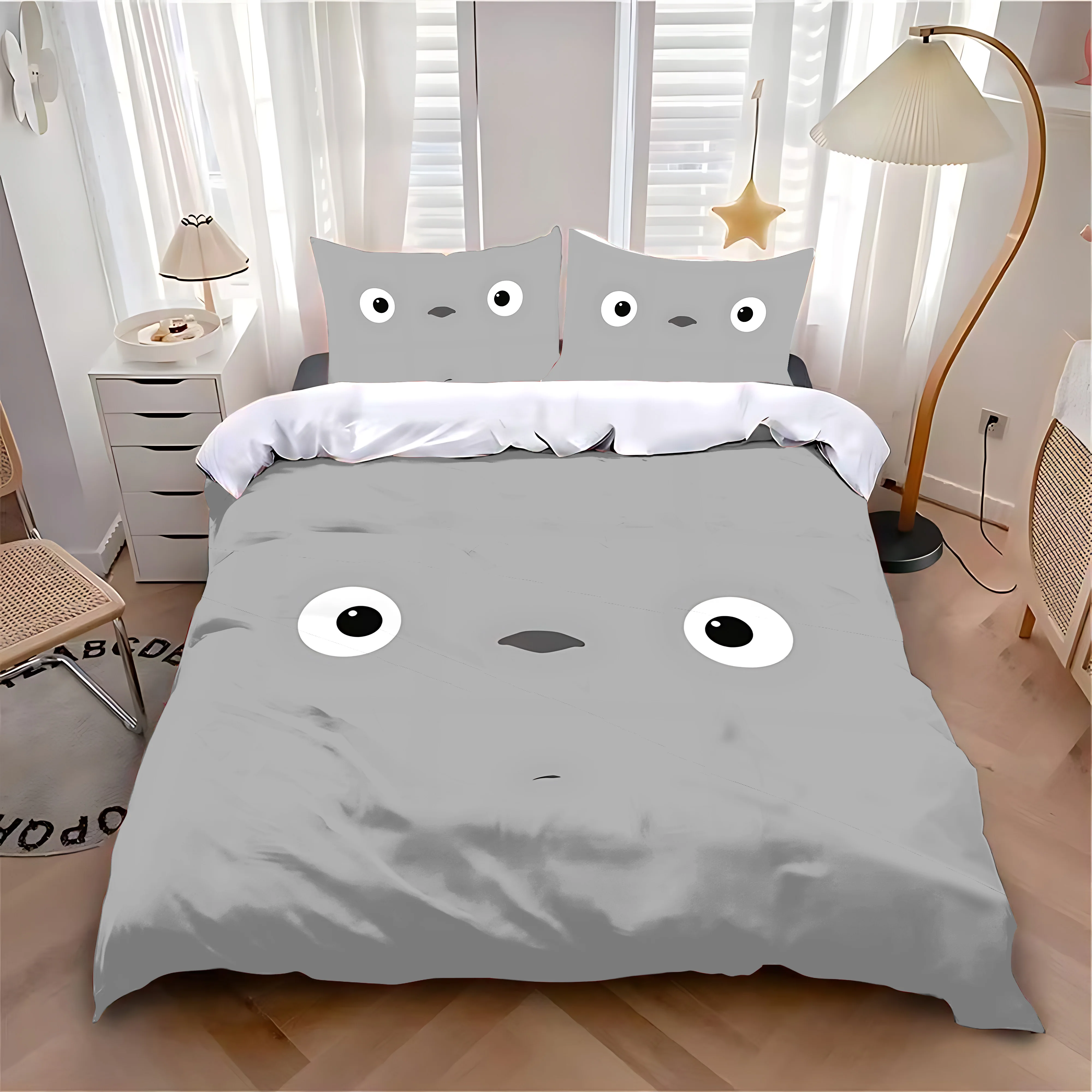 Duvet Cover Pillowcase Bedding Set Hot Anime Cute T-Totoroes Adult Boy Girl Bedroom Decoration Children Single Double Large Size