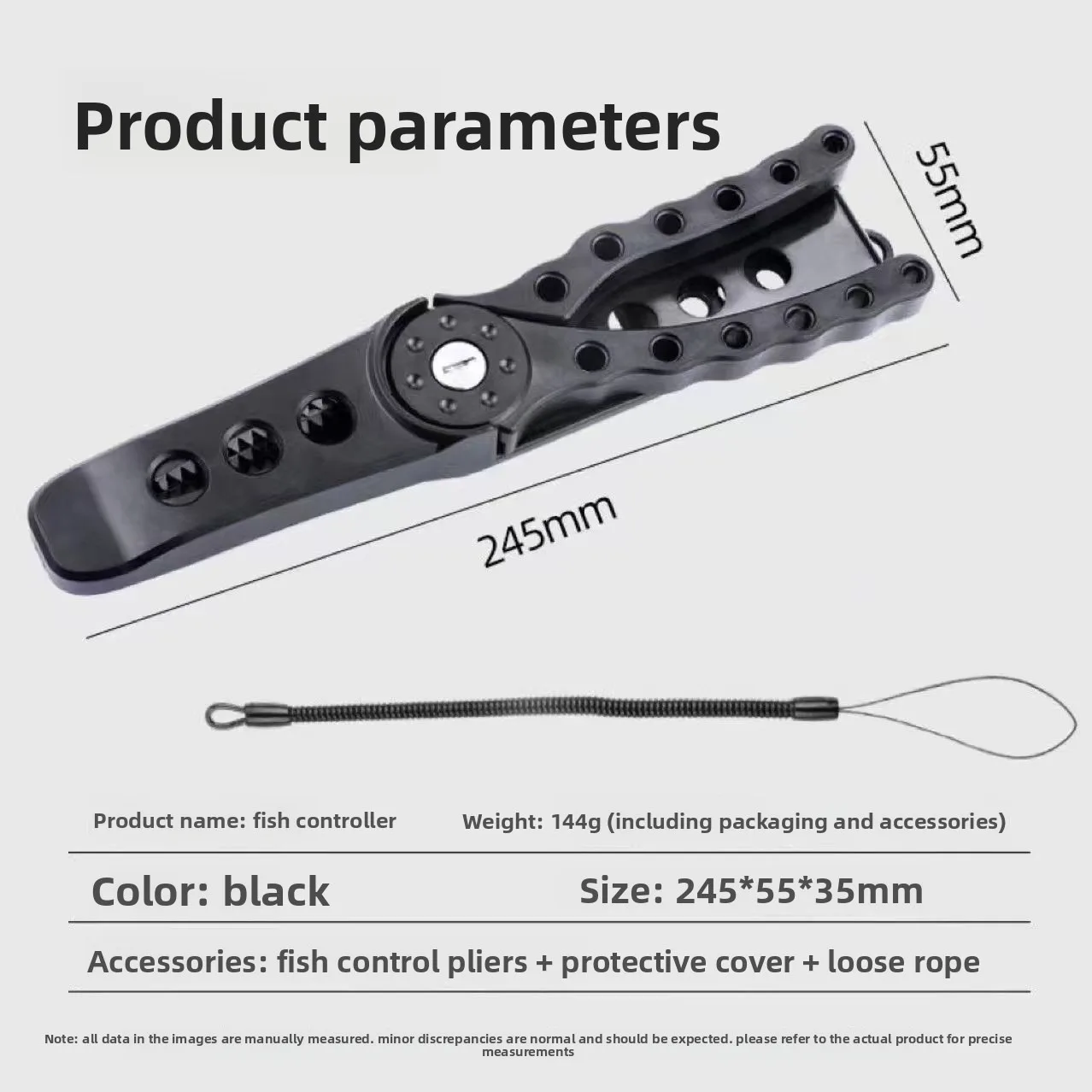 QAJTAO High-Index Plastic Fishing Pliers with Grip & Hook Removal Tool, Durable Catfish Gripper with Non-Slip Handle and Lanyard