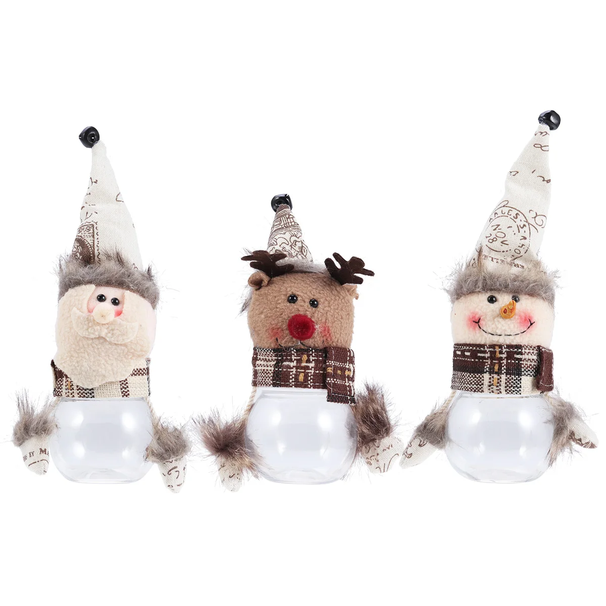 

3pcs Candy Box Clear Containers Christmas Snowman Holiday Jars Toy Lid Safe Kids Halloween Storage