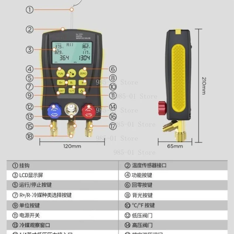 AUTOOL LM120 Car Air Conditioning Digital Fluorine Meter HVAC Refrigerant Gauge