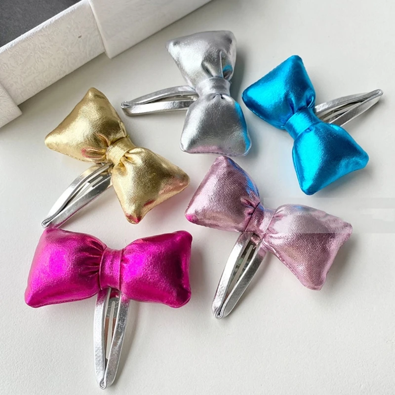 1 Pair  Bowknot Hairpin  Sweet Bowknot Side Clip Hairpin Lovely Metal Hair Barrettes Hair Accessories for Women Girls