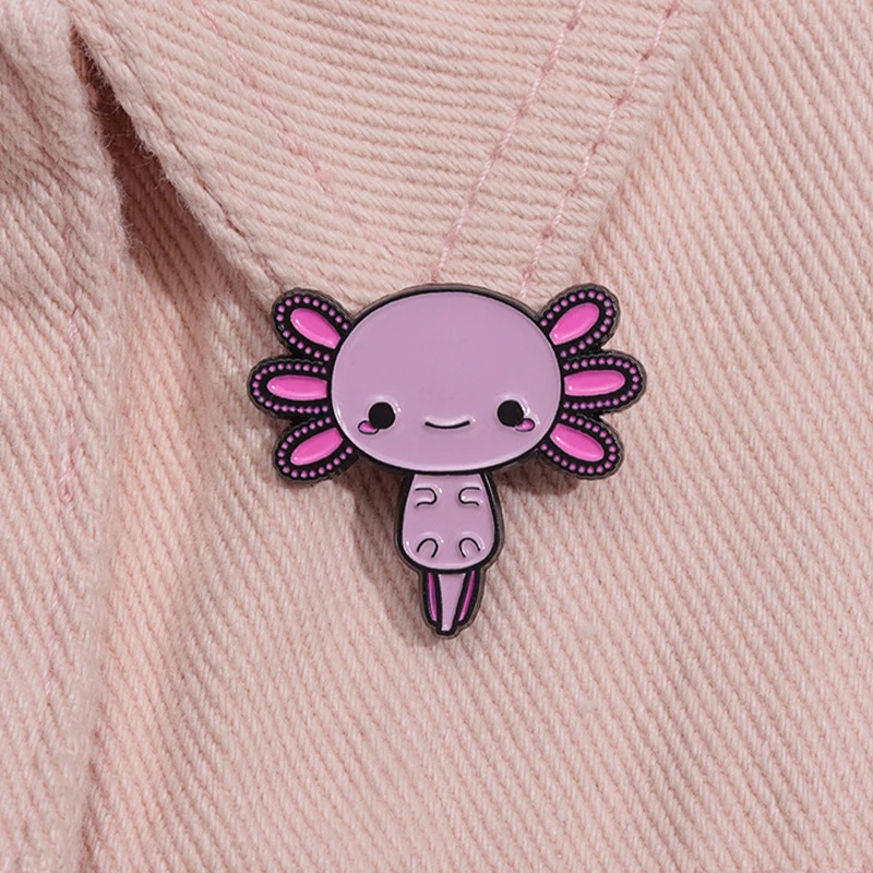 Niedliche Axolotl-Emaille-Anstecknadel, rosa Amphibien, Keramik, Kawaii-Salamander, lustige Tier-Brosche, Anstecknadel, Schmuck, Geschenk für Kinder und Freunde