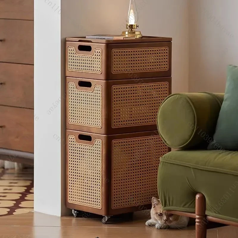 Rattan Storage Box with Lid Household Large Capacity Space Saving Seasonal Storage Box Clothing Toy Finishing