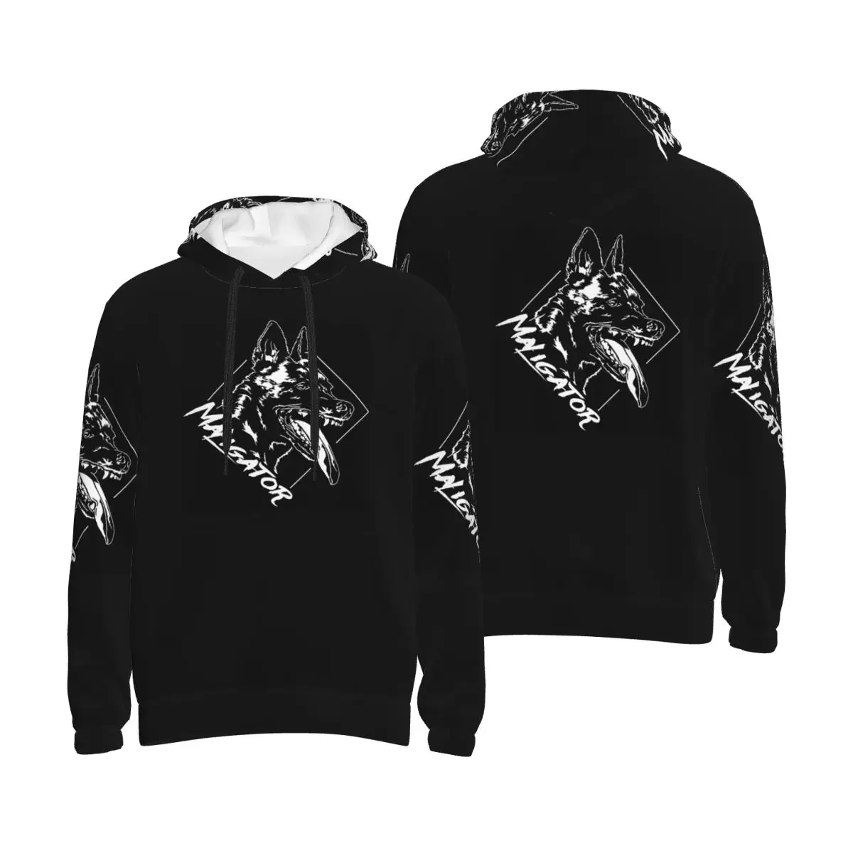 Maligator Belgian Shepherd Dog Malinois Portrait Hoodie Hip Hop Pullover Autumn Winter Men's Women's Sweatshirt Long Sleeve Tops