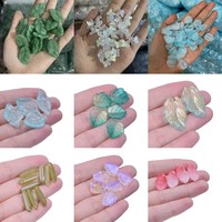 30/50PCS Mini Glass Leaf Beads Transparent Dark Green Leaf Loose Beads For Jewelry Making DIY Handmade Earrings Accessories Bulk