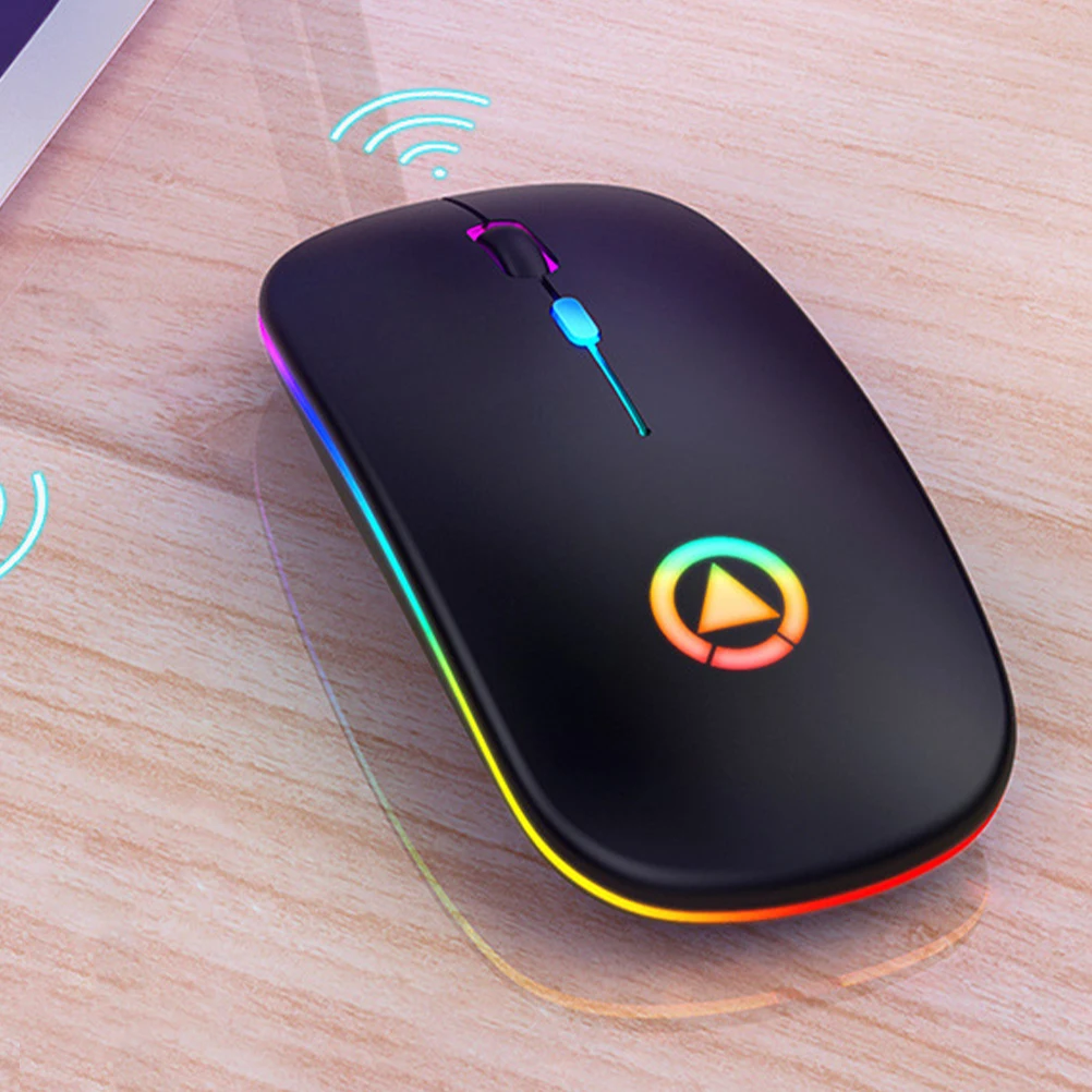 

1pc Wireless Charging Mouse RGB Mute Gaming Laptop Accessories Ergonomic 24GHz 10M Distance USB Cable Portable Cordless Silent