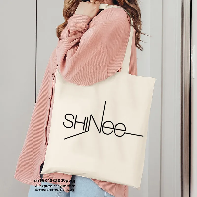 Kpop Merch Shinee World Members Jonghyun Shinee Shopping Bag Canvas Bags Shopper Security Bag Reusable Shopper Canvas